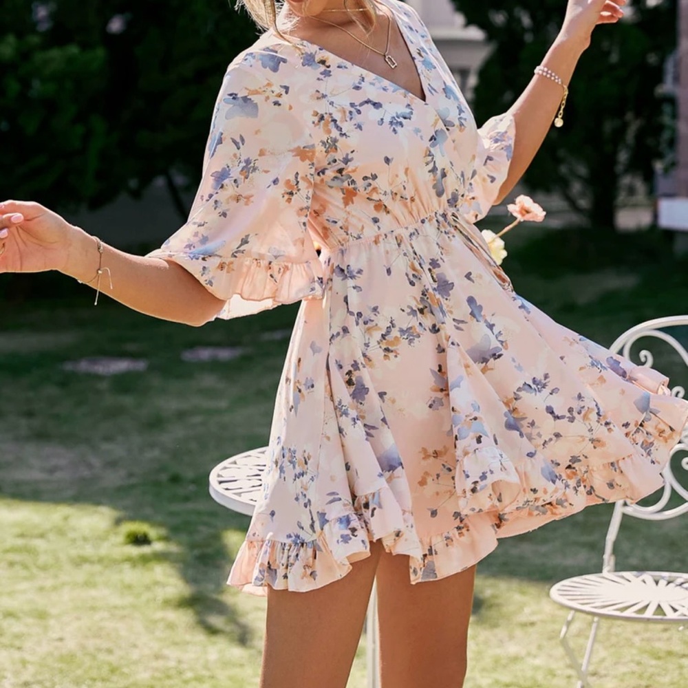 Floral Print Cream Dress